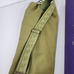 Vtg Gaiam Purple Anti Slip Yoga Mat Green Canvas Carry Bag Pilates Fitness
