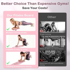 Pilates Board Reformer 6-In-1 Multifunctional Foldable Home Gym Ab Trainer Pink