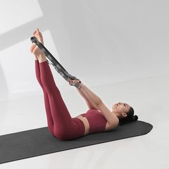 SANKUU Yoga Straps Stretching Strap with 12 Loops Workout Poster, Black+Grey