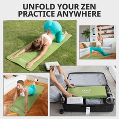 Foldable Yoga Mat with Carry Bag & Blocks | 0.24″ (6mm) Thick 7-Fold Non-Slip…