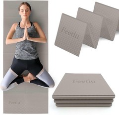 Foldable Yoga Mat, 6mm, Non-Slip, Lightweight, 72”x24”, Travel Mat, Gray
