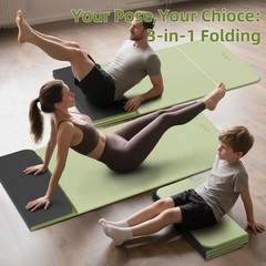 Foldable Yoga Mat, 10mm Thick, TPE Material, Extra Long 75″L x 26″W, Soft and…