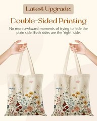 Aesthetic Tote Bag for Women- with Magnetic Buckle and Zipper Retro Flower