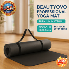 Yoga Mat Extra Thick Non-Slip TPE with Strap for Yoga Pilates Exercises