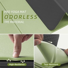 Foldable Yoga Mat, 10mm Thick, TPE Material, Extra Long 75″L x 26″W, Soft and…