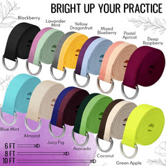 Yoga Strap & Mat Strap – 2 in 1 – Cotton – 6 Ft 8 Ft 10 Ft (30+ Colors) – Adjust