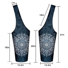 Yoga Mat Bag – Long Tote with Pockets – Holds More Yoga 37″x15.5″ Mandala Black
