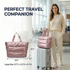Large Puffer Tote Bag Women Lightweight Travel Handbag Zipper Quilted Work