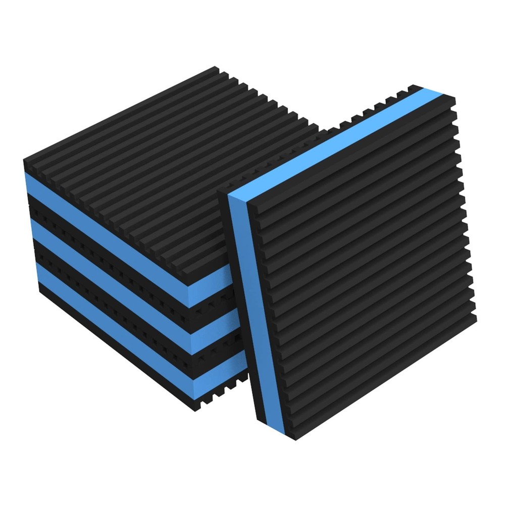 Anti Vibration Pad with Ribbed Rubber, 4″ x 4″ x 7/8″ Blue EVA Center Isolati…