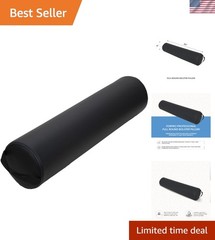 ForPro Black Full Round Bolster Pillow – Oil & Stain-Resistant Support for Yoga