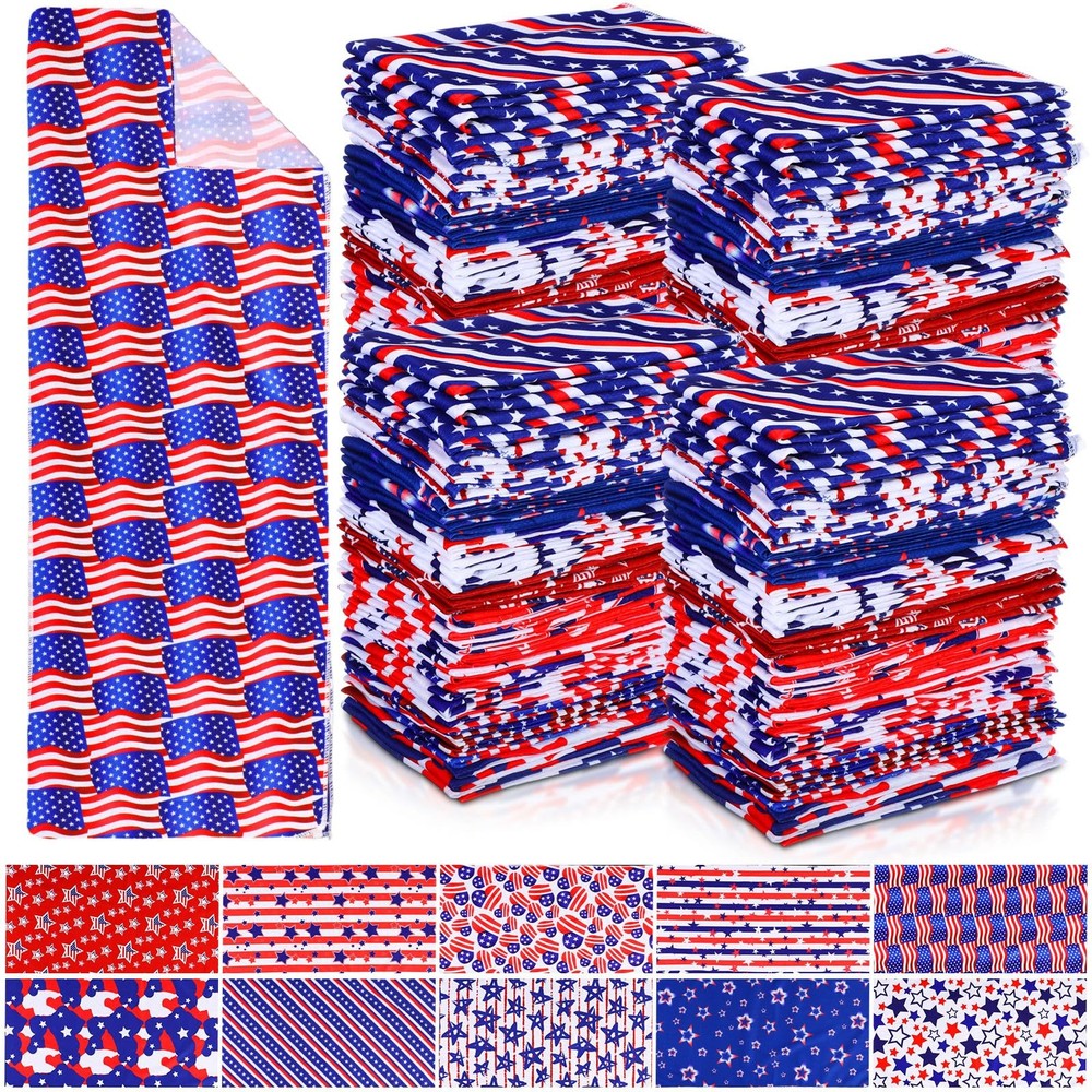 Hosuly 50 Pack 4Th Of July Cooling Towel Bulk Patriotic Style Ice Towel