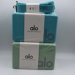 Alo Yoga Uplifting Yoga Block Set of 2 With 1 Matching Strap Aqua Green NWT NEW