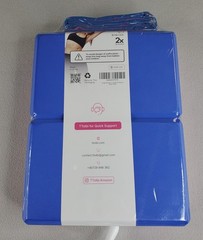 Tolbi 2 Yoga Blocks w Stretch Strap 9 x 6 x 3in Pink Blue Dense EVA Foam Sealed