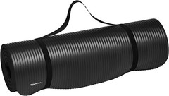 AMAZON BASICS 1/2″ THICK EXERCISE YOGA MAT W/ CARRYING STRAP BLACK NEW!!!