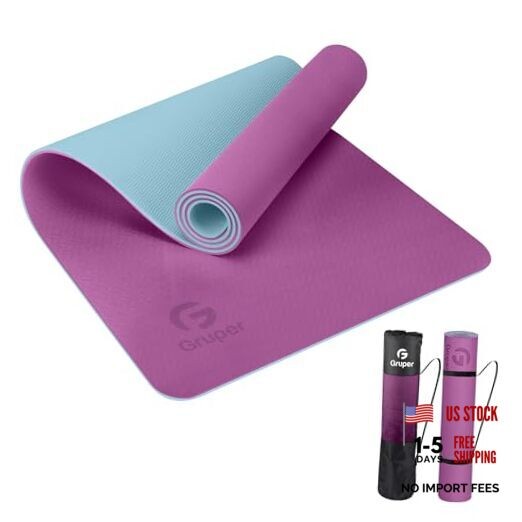 Non-Slip Yoga Mat – Eco Friendly – 0.24x24x72 Inches – Purple/Teal
