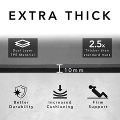 Large Exercise Mat – Extra Thick 10mm Workout Mat (72″x32″) – Non-Slip TPE Yo…