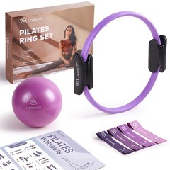 Pilates Ring Set (Purple) – 14″ Anti-Deformation Magic Circle with Padded Han…