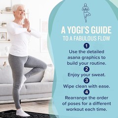 5mm Thick Yoga Mat – 68″ Black Non-Slip Mat with 70 Printed Poses for All Levels