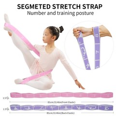 2 PCS Kids Stretching Strap – 8-Loop Adjustable Stretch Bands for Dance, Ball…