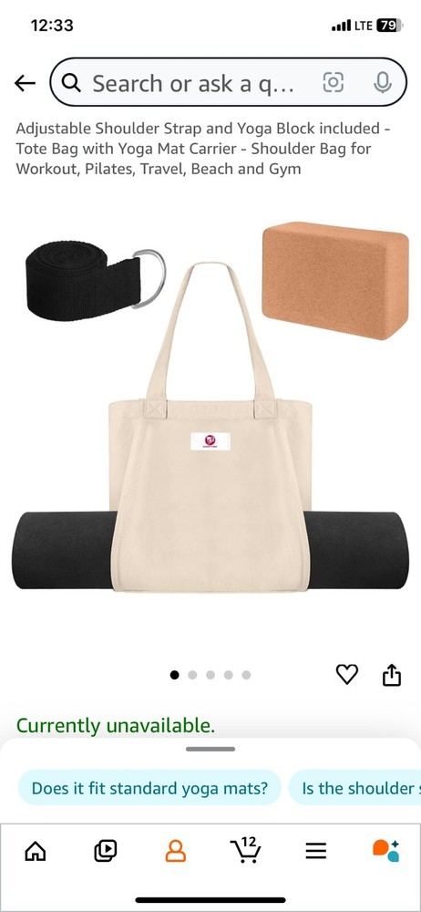 Shoppymind Yoga Mat Travel Carry Bag W/ Block Stretching Band Adjustable Strap