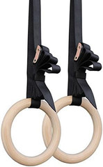 Titan Fitness 31.75Mm Gymnastics Rings, Non-Slip Wooden Rings, Extra Long 16 FT