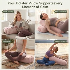 Ergonomic Velvet Yoga Bolster Pillow with Zipper Cover & Handle Yoga Meditation