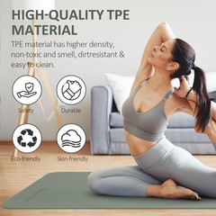 Yoga Mat Non Slip, 72″L x 24″W x 0.24″/0.32″TH, Anti-Tear Exercise Mat with C…