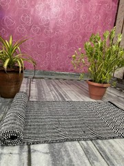 Brown Black Tribal Yoga Mat Handwoven Cotton Non Slip Exercise Meditation Mat