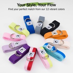 Slim Panda Yoga Strap for Stretching,Cotton with 6 Feet, Black