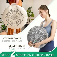 Meditation Cushion, Traditional Tibetan Meditation Pillow Calmly Grey & White