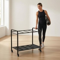 Exercise Mat Storage Rack Freestanding Rolling Gym Storage Rack with Wheels