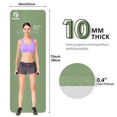 Thick Yoga Mat Non Slip, Large Size 72″ L x 32″ W x 0.6″ TH, Premium Exercise…