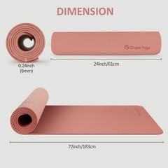 Gruper Yoga Mat Non Slip, 72″L x 24″W x 0.24*24*72 Inches, Pink