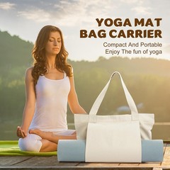 Xrkuu Yoga Bags With Mat Carrier Pilates Tote Bag yoga Block large, Off Whtie
