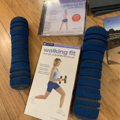 Gaiam 3 Pound LB weight set Box Walking Fit Kit Strap Video Open Box CD & VHS