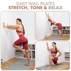 Wall Pilates Workout Cards for Women, 76 Large Hand Drawn Exercise Deck with