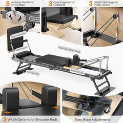 Pilates Reformer Machine, Home Pilates Equipment, Foldable Pilates Reformer