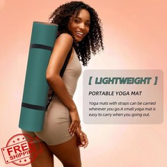 lvme Yoga Mat 72″x24″ 0.4″ Green Orange Non-slip TPE