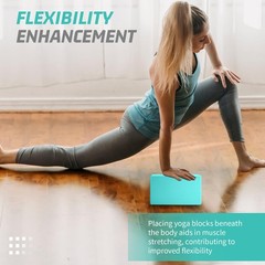 Yoga Blocks Set with Resistance Bands NonSlip Foam for Pilates & Stretching