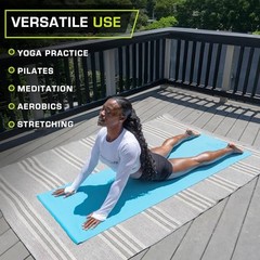 Classic Yoga Mat 1/8” (3mm) Thick, Extra Long 72-Inch Lightweight Fitness Aqua