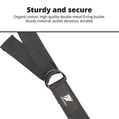 Organic Cotton Yoga Strap-Belt. Sturdy and secure with D-Ring Buckle 
