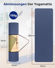 Yoga Mat Non Slip and Eco-Friendly TPE Sports Mat with Carry Strap Gymna…