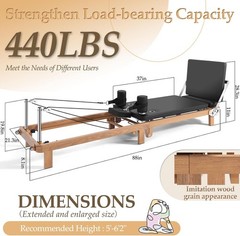 Foldable Pilates Reformer –90% Pre-Assembled Home Gym Women Men Workouts Bundle