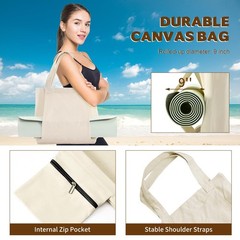 Xrkuu Yoga Bags With Mat Carrier Pilates Tote Bag yoga Block large, Off Whtie