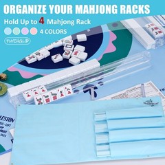 FUYIHGL® Mahjong Rack with Pushers Storage Bag – Roll & Go Pink Canvas Slee