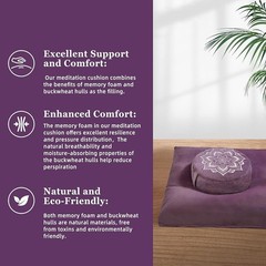 Luxury Velvet Floor Pillow W/ Buckwheat Memory Foam Yoga Meditation Home Use