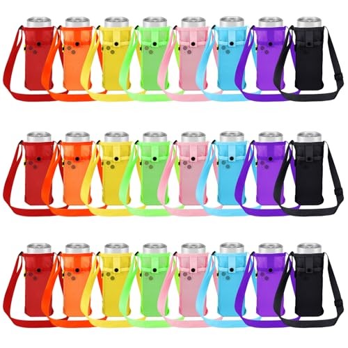 Water Bottle Sling Holder Crossbody, Adjustable Strap Carrier with Zipper 24