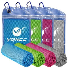 YQXCC Cooling Towels | 4 40″ x 12″, Light Gray, Blue, Green, Rose Red