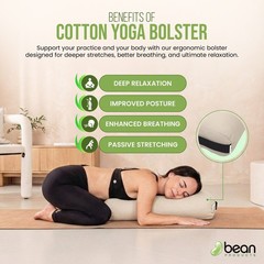 Yoga Bolster w/Natural Cotton – Many Color Choices – 2 Shapes – Carry Strap