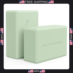 2 Pack Trideer EVA Foam Yoga Blocks – 9x6x3 Inch Mint Green Stretching Props
